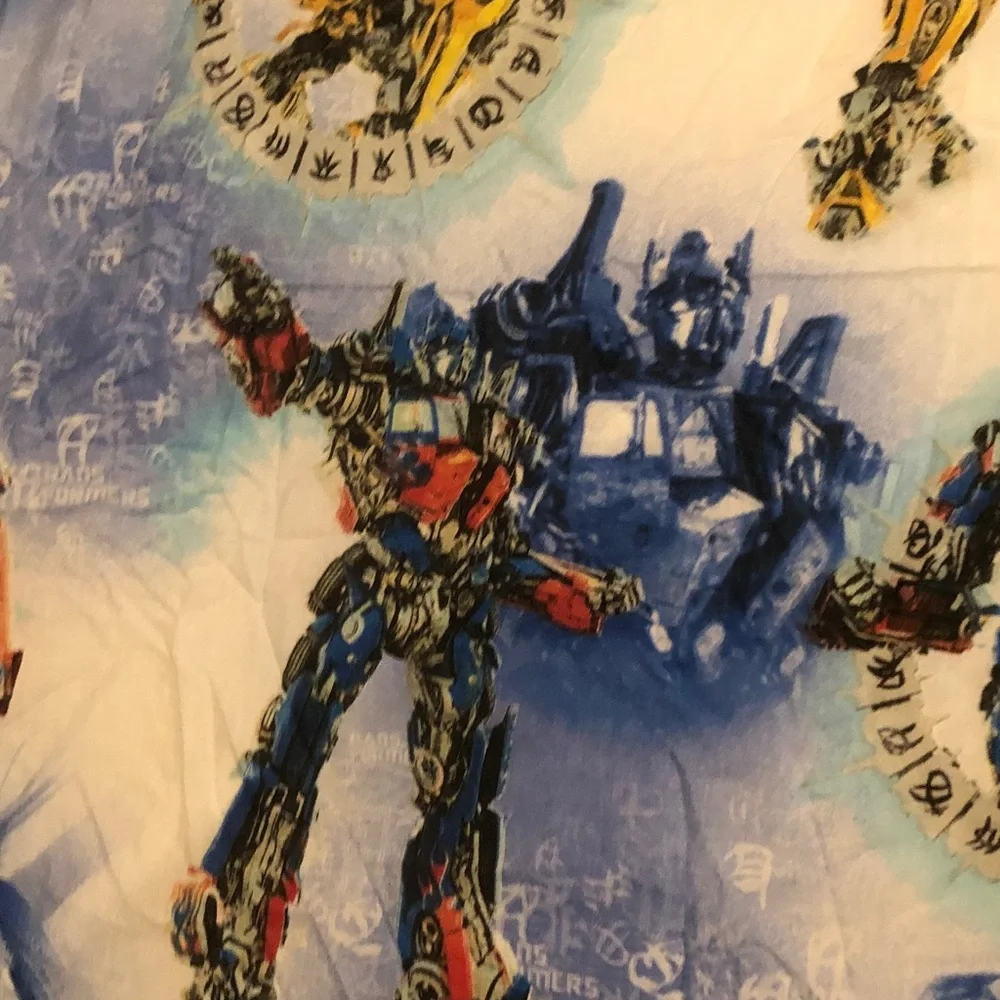 Transformers Print Kids Bedding Panel - Blue, Red, Yellow